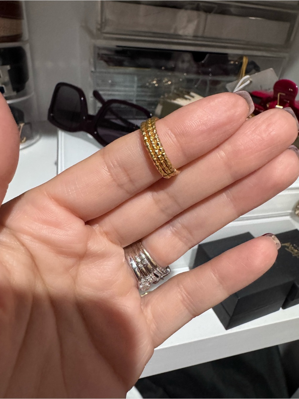 Gold Textured ring - Picture 2 of 2